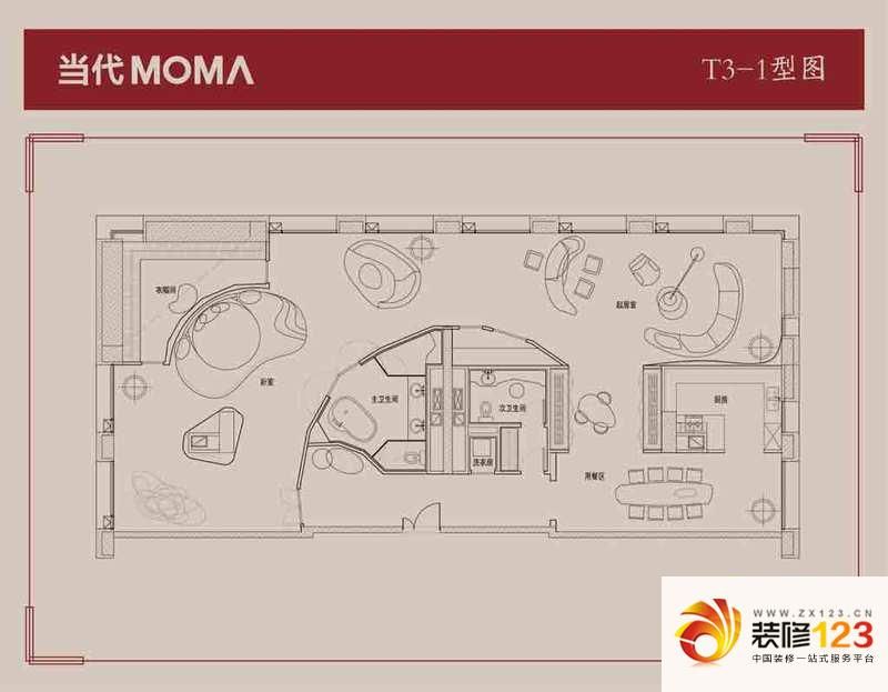 当代MOMA历峰户型图T3-1户型 3 ...