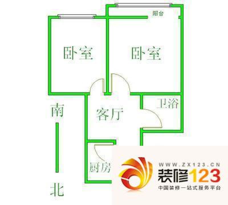 兴化西里户型图户型图 2室1厅1卫.