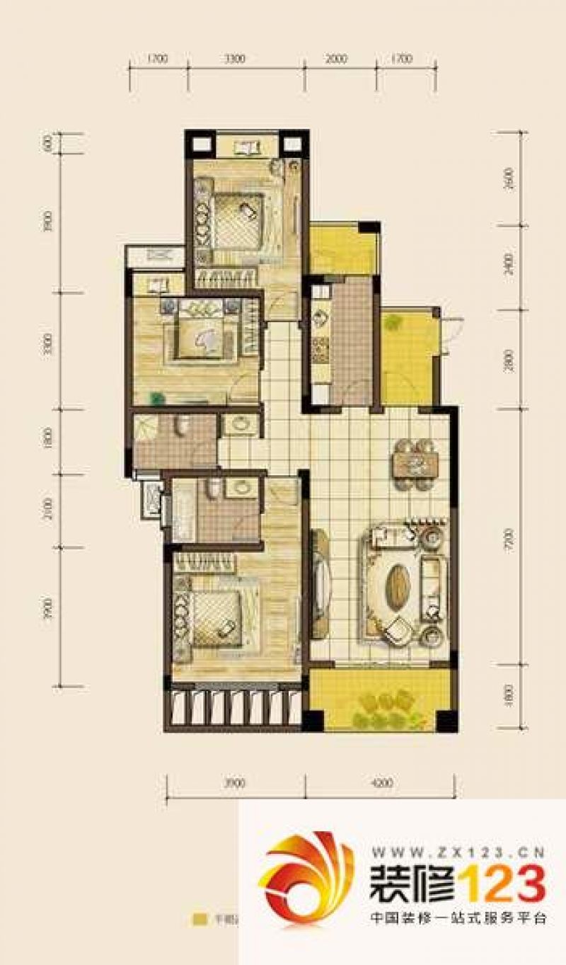 中航翡翠城二期a5户型户型图.