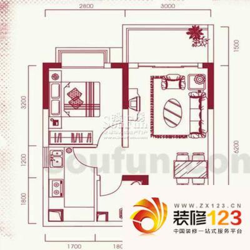 温馨家园户型图 户型图 1室1厅1 .