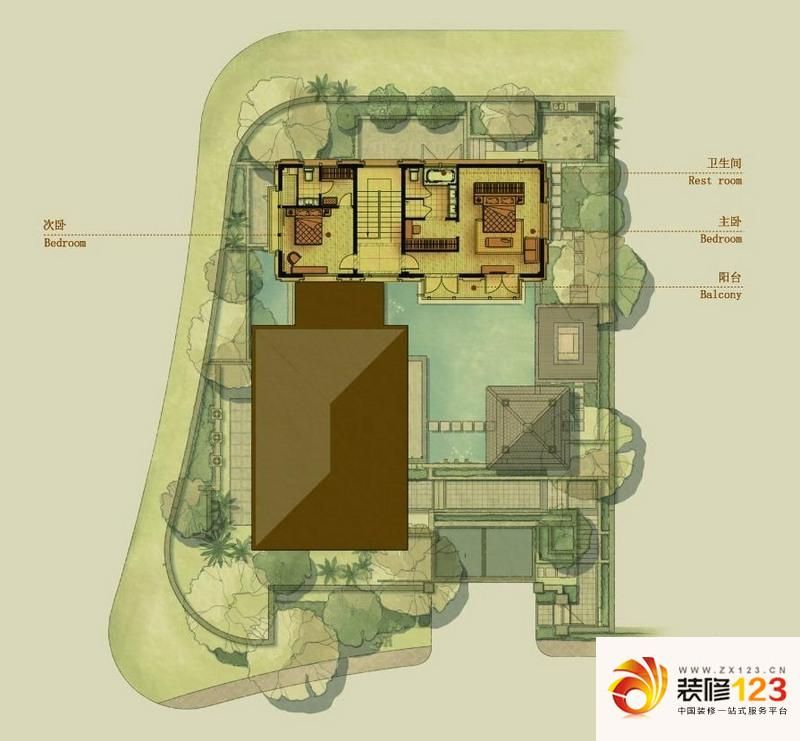 万科公望户型图三期b户型二层 2 .