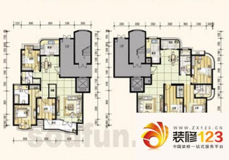 锦上华庭户型图15#b单元 3室2厅2.