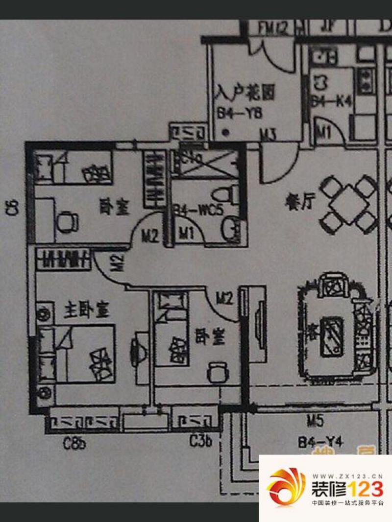 东港花园户型图户型图 3室2厅2卫.