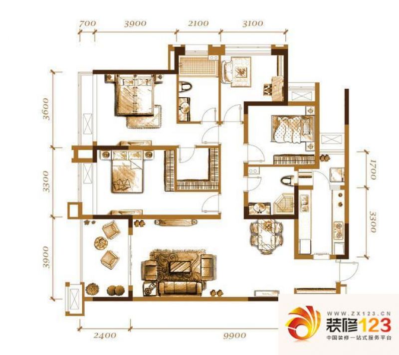 重庆万科悦峰万科悦峰3期b户型户型图.