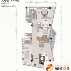 陶然廷户型图9号楼C4户型 4室2 ...