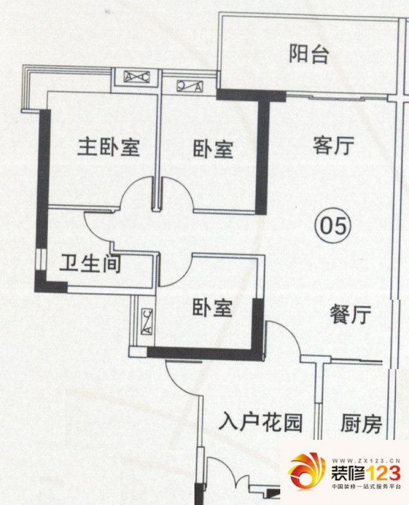 翠城花园户型图22栋4层05单元户.