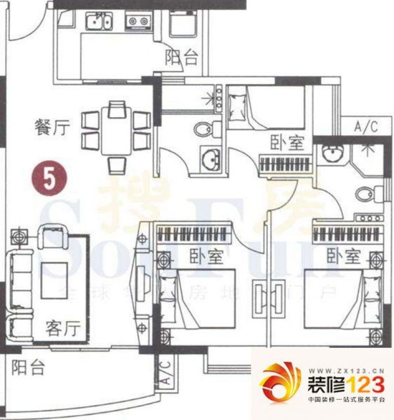 广州海富花园三期海富花园三期户型图2室2厅户型图.