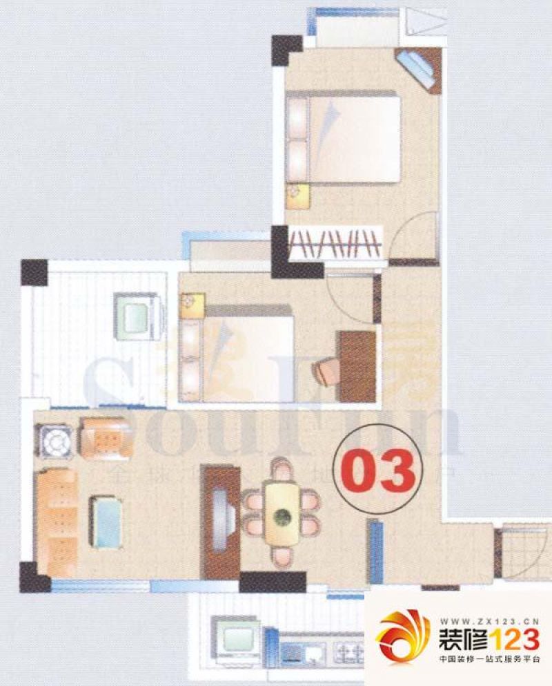 丽园雅庭户型图2室2厅户型图 2室.