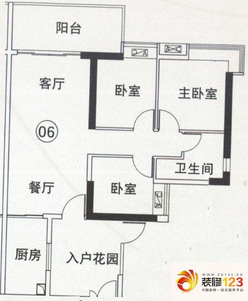 翠城花园户型图22栋4层06单元户.