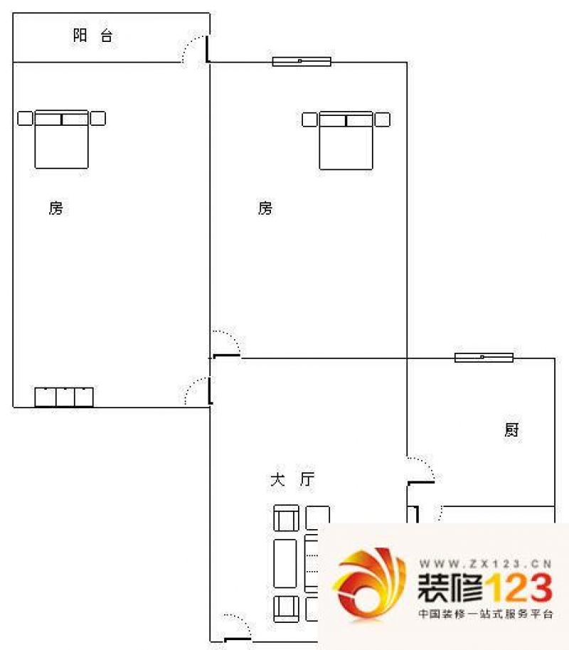 聚德花苑户型图2室1厅户型图 2室.