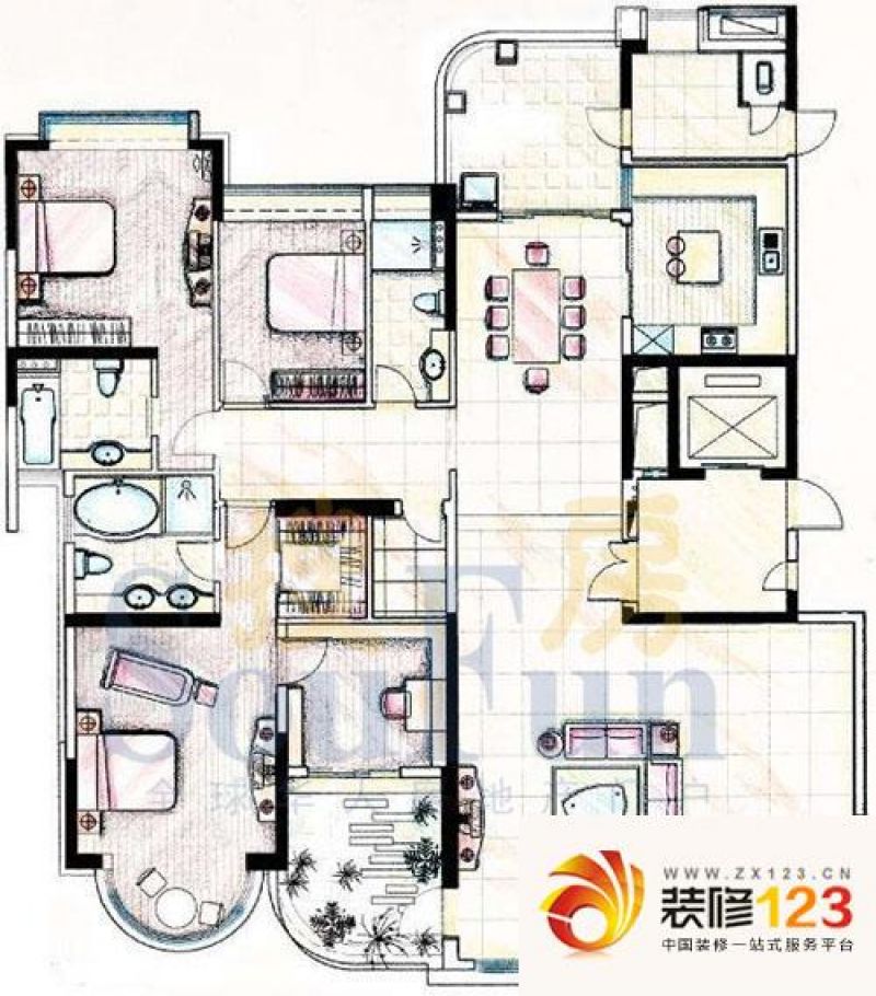 珠江御景湾户型图g8座02单元 5室 .