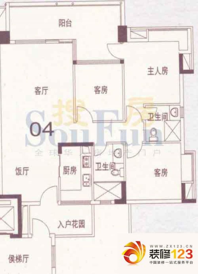 雅郡花园会展宫寓户型图a1-2栋3.