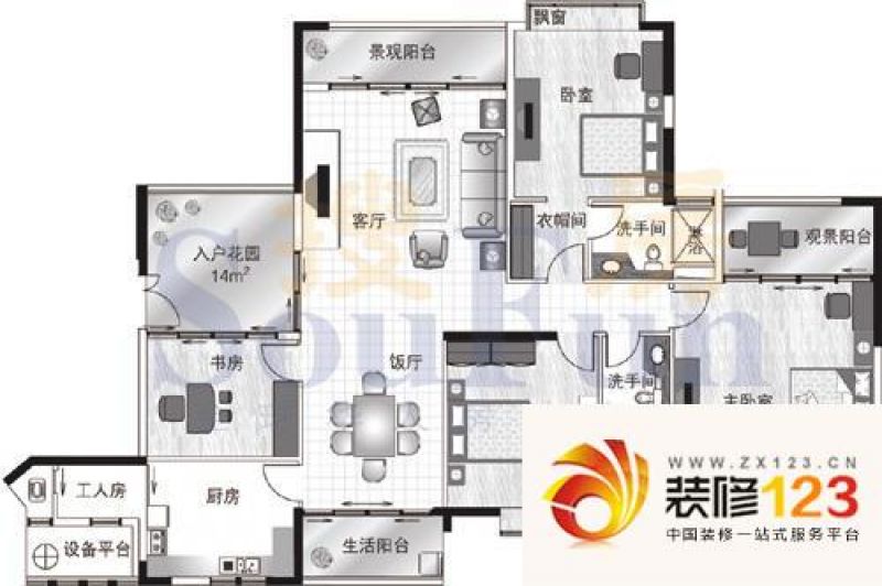 广州保利康桥保利康桥户型图4室2厅户型图 4室.