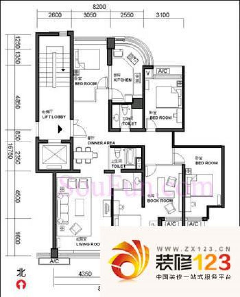 远洋风景户型图户型图 5室2厅2卫 .