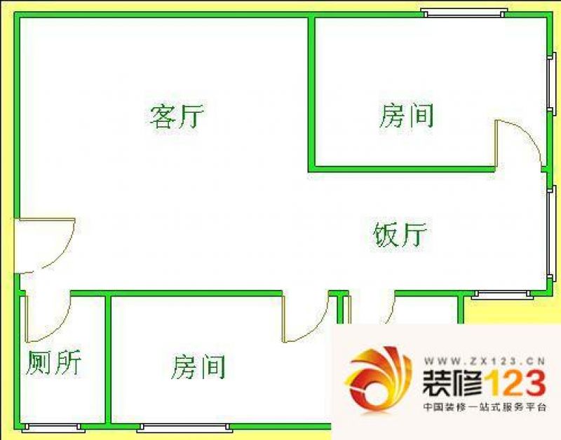 鸿富大厦户型图2室2厅户型图 2室.