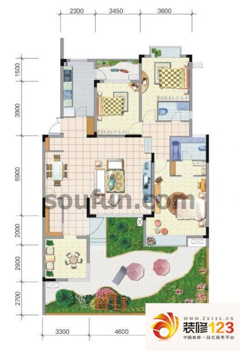 金科天籁城紫园户型图a7 3室2厅2 .