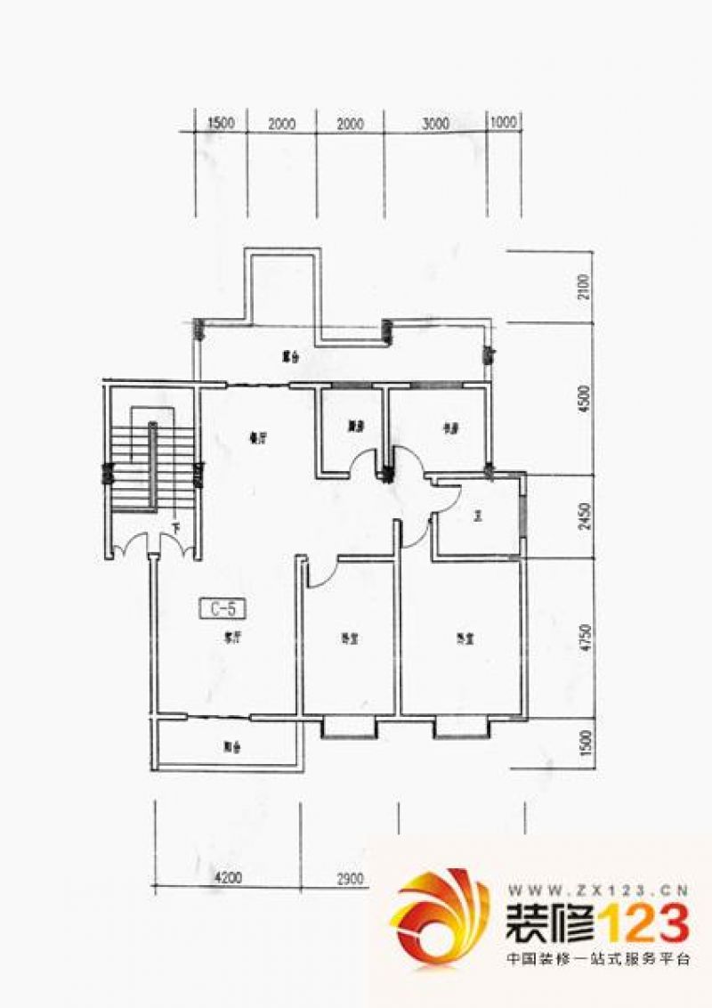 幸福家园户型图三室二厅一卫 露 .