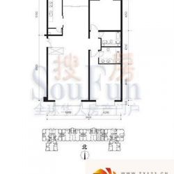 观缘户型图3号楼C户型 2室2厅2卫 ...