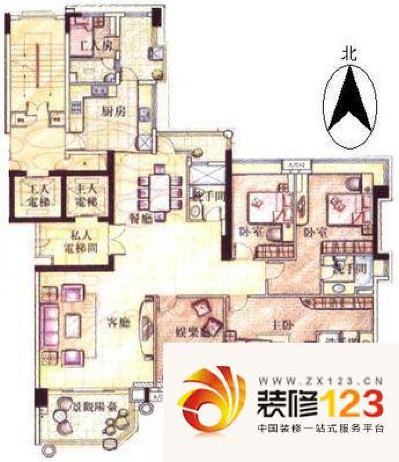 鸣泉大宅户型图5室2厅户型图 5室.