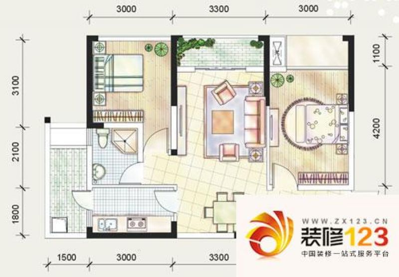 东原锦悦户型图5-2户型装修平面.