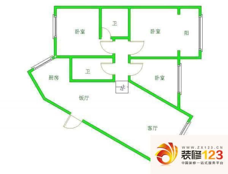 金都花园户型图户型图 3室2厅2卫.