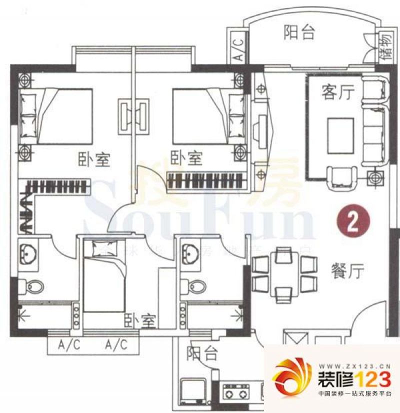 广州海富花园四期海富花园四期户型图6号楼标准层3.