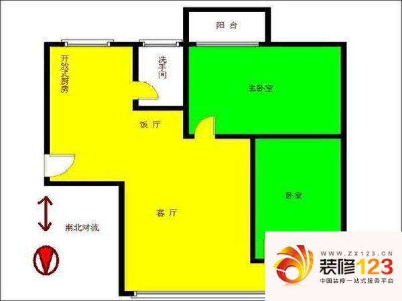 海印明珠花园户型图2室2厅户型图 .