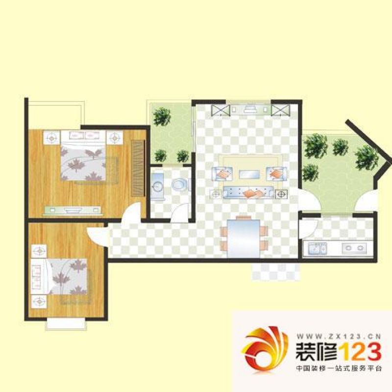 府河星城户型图79平户型 2室2厅1 .