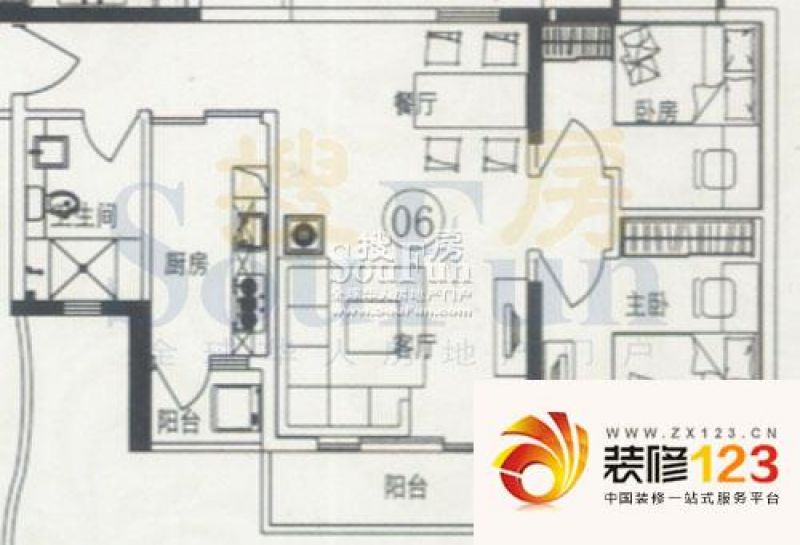 宝岗华庭户型图西塔06单元 2室2 .