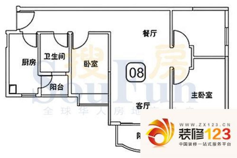 翠城花园二期户型图5栋08单元 3.