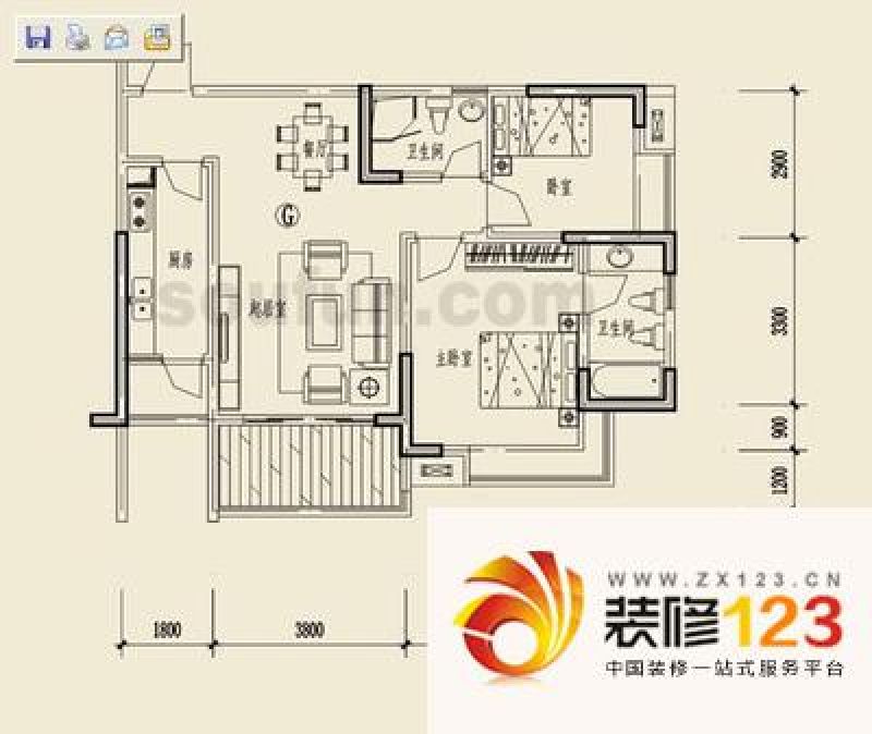 巨成龙湾户型图户型图 2室2厅2卫 .