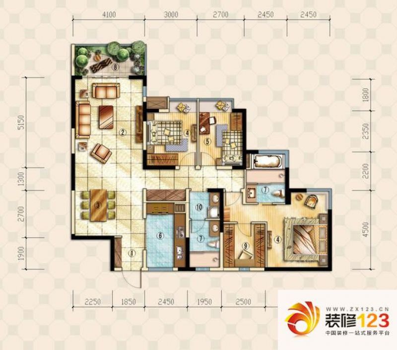 成都万科国宾首府万科国宾首府花梨户型户型图.