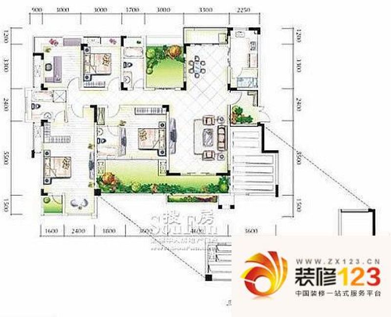 中铁山水天下户型图a5 4室2厅3卫.