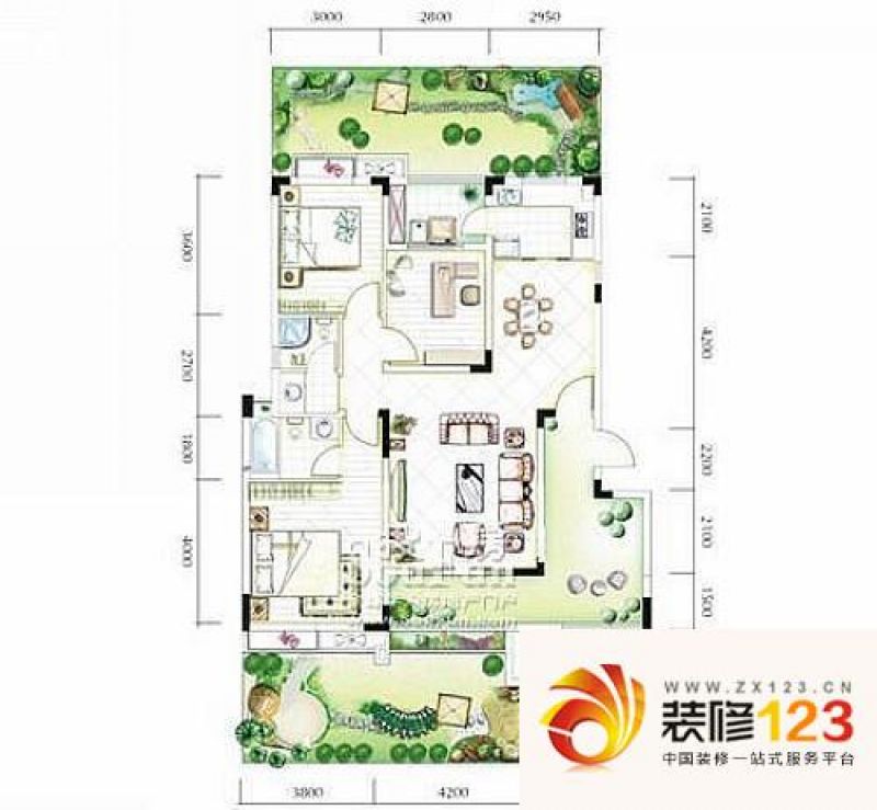 中铁山水天下户型图a1 3室2厅2卫.