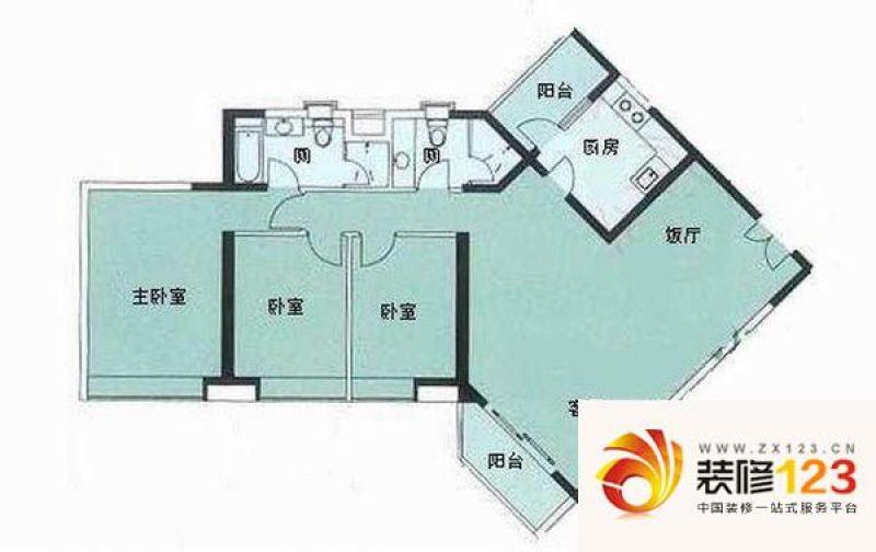 锦城花园户型图3室2厅户型图 3室 .