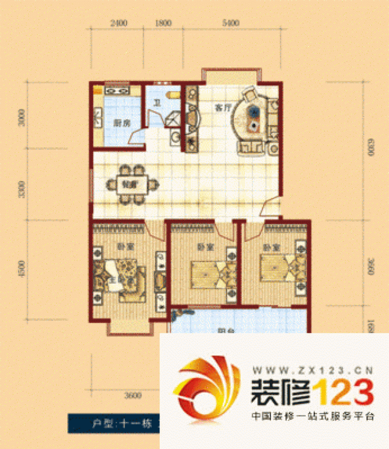 滨湖小区户型图户型图 3室2厅1卫 .