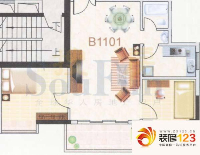 德意居户型图b栋1101单位 2室2厅 .