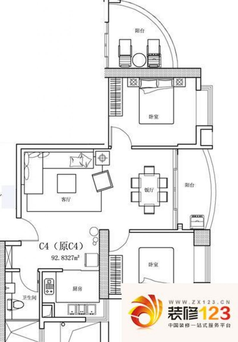 广州麓湖御景麓湖御景户型图c栋标准层03户型.