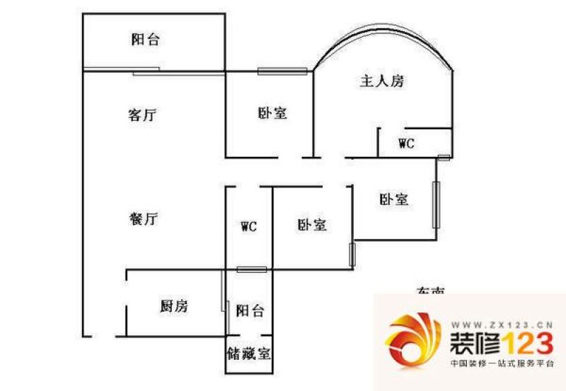 富力东堤湾户型图4室2厅户型图 4 .