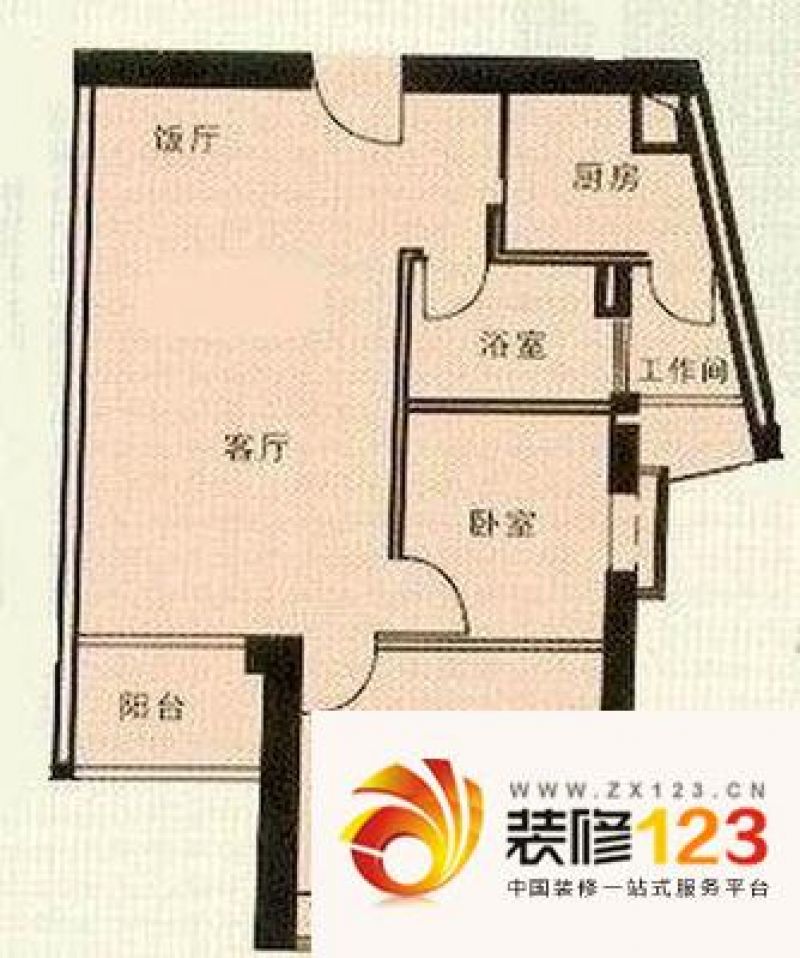 东风广场四期户型图3室2厅户型图 .