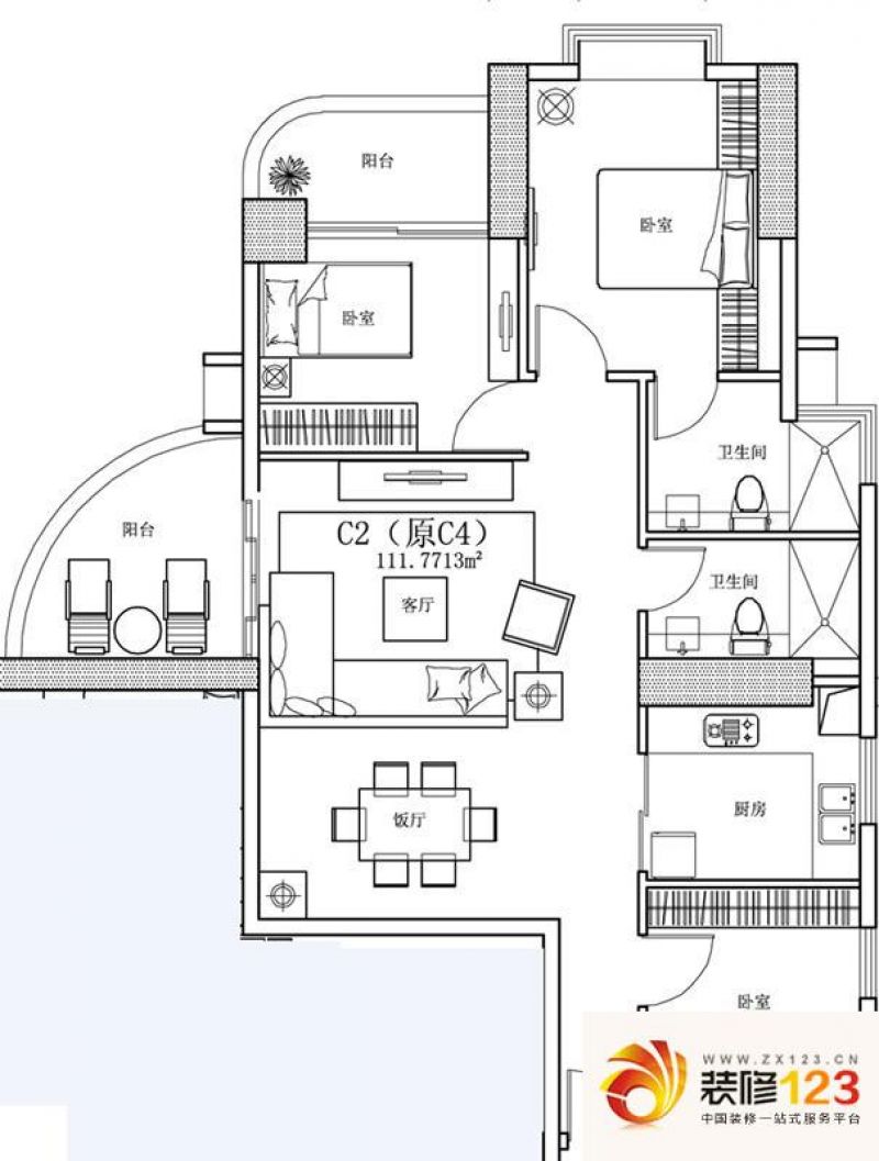 广州麓湖御景麓湖御景户型图c栋标准层03户型.