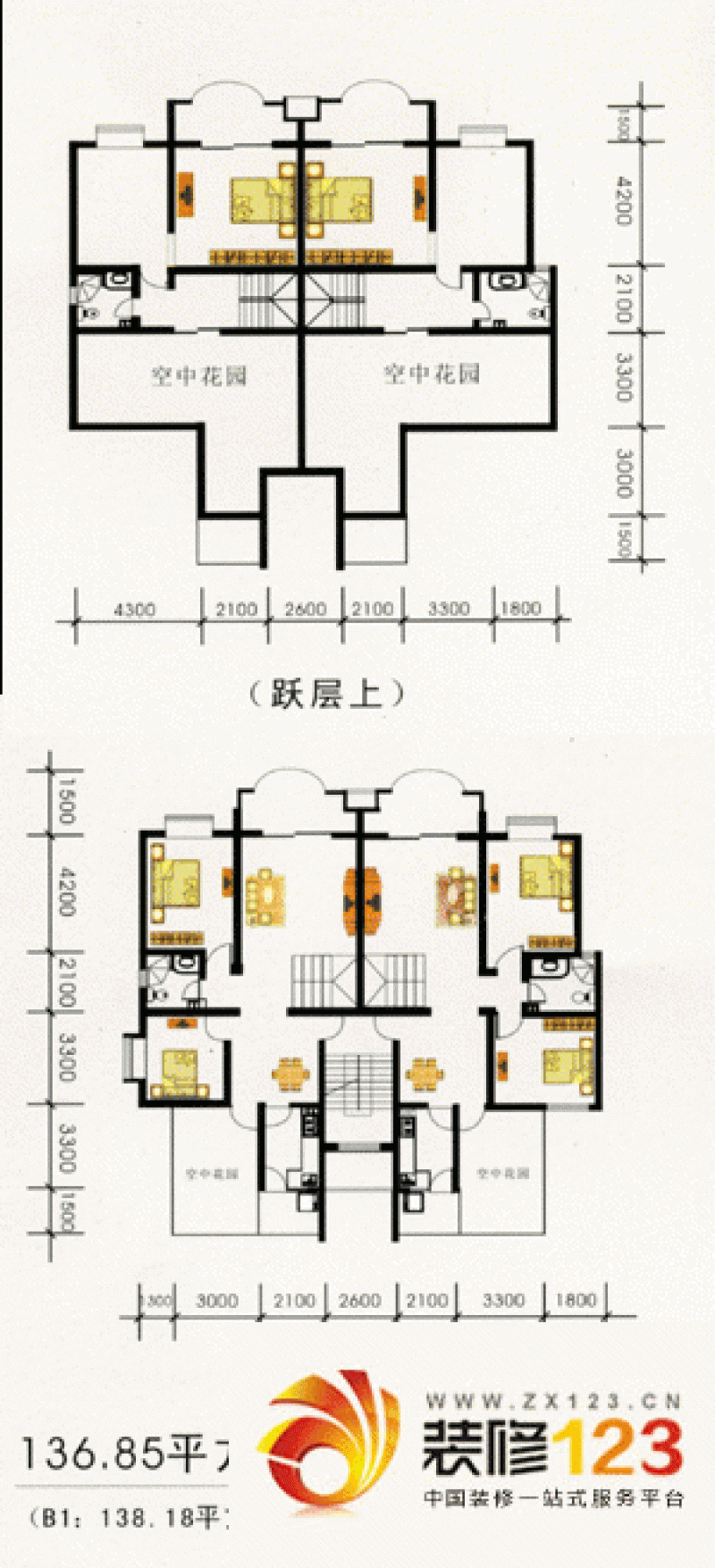 金房馨苑户型图2室2厅1卫1厨 .