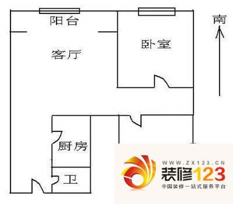 富力东堤湾户型图2室1厅户型图 2 .