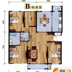 悦泽苑户型图B户型图 4室2厅2卫1 ...