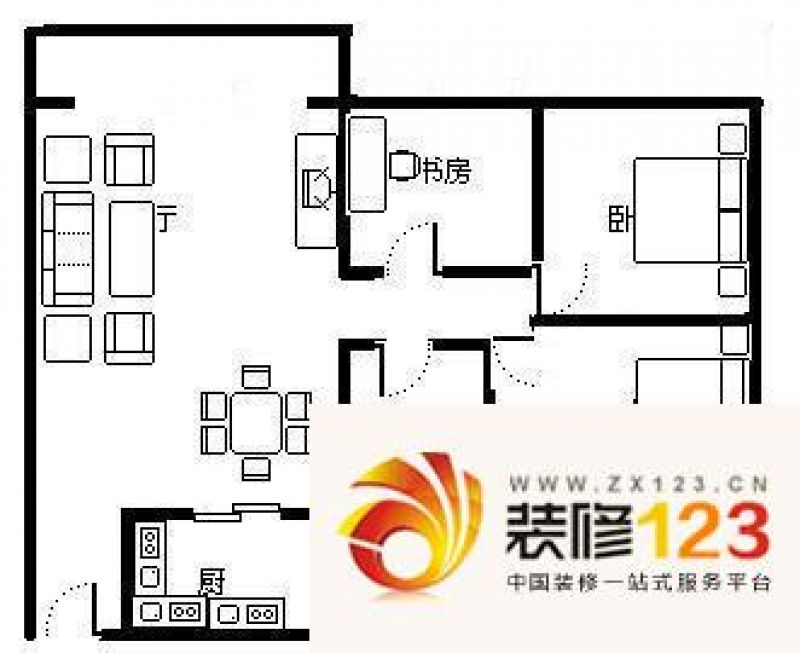 王府花园户型图户型图 3室2厅1卫 .