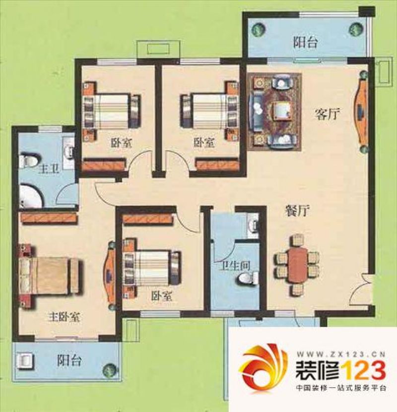 锦辉绿园户型图户型图 4室2厅2卫.