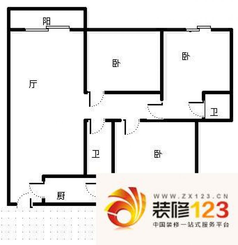 融城理想户型图户型图 3室2厅2卫 .