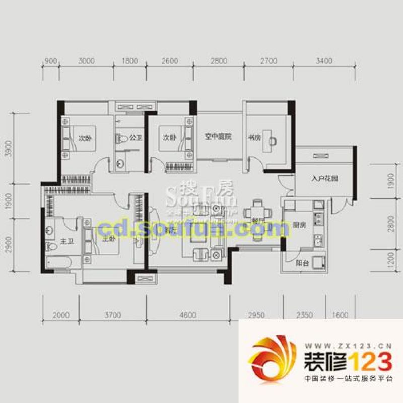 成都天府长城柏南郡天府长城柏南郡户型图户型图 2室.