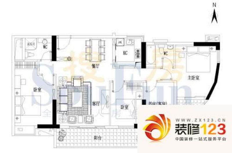 东堤水岸户型图江景大户01单元 4 .