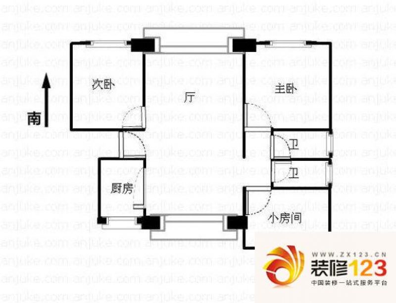 滨江雅苑户型图户型图 3室1厅2卫.